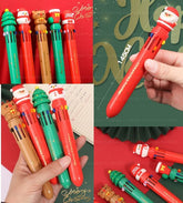 Merry Cristmas 10 Colour Ball Pen 1Pc Random Design Will Be Shipped - EKSS0022