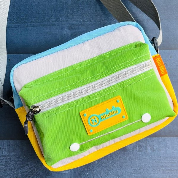 Side Bag With Two Packets For Kids Green With White - EKSS0118