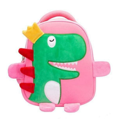 Dino With Crown Backpack For Kids Pink - EKSS0139