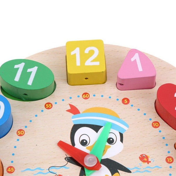 Wooden Seton Clock for Toddler With lacing - EKT1068