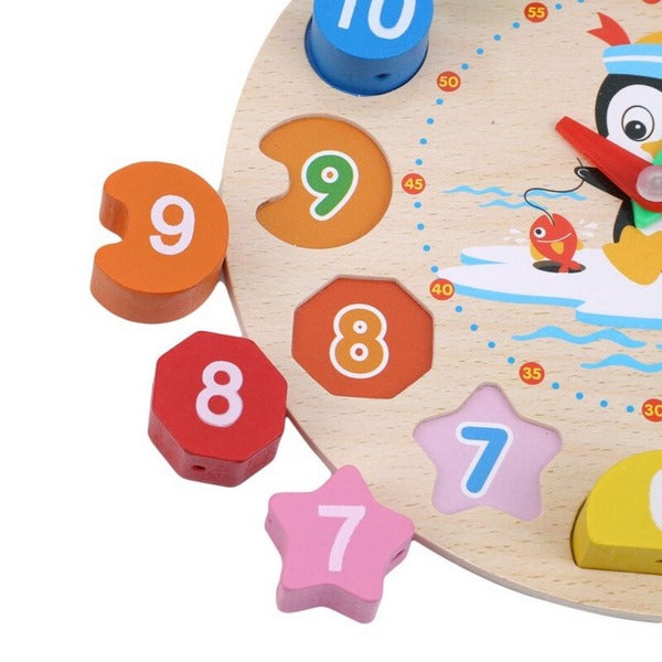 Wooden Seton Clock for Toddler With lacing - EKT1068