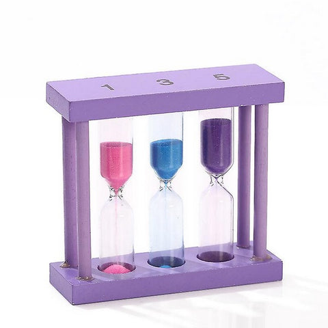 Sand Clock 3in1 3x Wood Sandglass Hourglass (1 3 5) Minute Sand Timer 1 pc random color will be shipped - EKT1285
