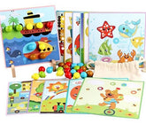 Extrokids Wooden Montessori Toys with Puzzle Cards Educational Mushroom Nails - EKT1696