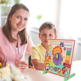 Extrokids 7 in 1 kids educational montessori toys my first calendar wooden learning clock for toddlers - EKT1886