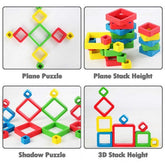 Extrokids Wooden Stacking Rainbow Pyramid Building Blocks Toys - EKT1887