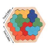 Extrokids Wooden Hexagon Puzzle Shape Pattern Block Tangram Brain Teaser - EKT1890