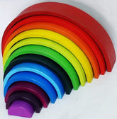 Extrokids Wooden colorful 12 PC Rainbow Stacker Stacking Toy - Large - EKT1918