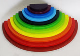 Extrokids Wooden 11 PC Rainbow Semi Circle Round Stacking Toy -Large - EKT1919