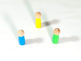 Extrokids wooden Color Peg dolls Green , Yellow , Blue - 3 in 1 - EKT1926
