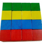 Extrokids Wooden Square Coloured Building Blocks - EKT2015