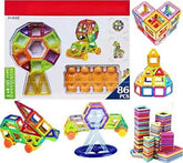 Extrokids 86 Pcs Mag-Magic Designer Magnetic Multicolor 3D Blocks Educational Construction Stacking Set - EKT2033