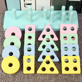 Montessori Wooden Shape Sorter | Stacking Toy in Pastel Colors