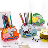 wooden car shape pen stand - 1 pc random design will be shipped - EKT2330
