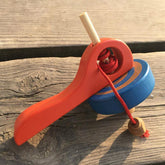 Wooden Wind-Up Spinning Top with String | Builds Motor Skills