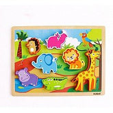Wooden Chunky A+ qulaity puzzle boardds for toddlers - Wild animals design 1 - EKT2404