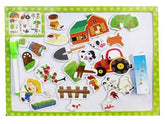 Wooden Magnetic puzzles learning board cum writing board - Farm - EKT2418