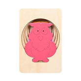 Wooden Five layer puzzle for kids - - OWL - EKT2513