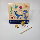 Wooden 2 in 1 board fishing and games - sea animals - EKT2708