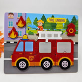 Wooden jigsaw puzzle fire engine - EKT2754