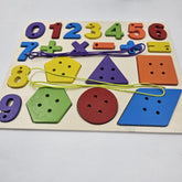 wooden lacing board numbers and shapes - EKT2836