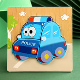 Wooden 6x6 puzzle board printed Police car Children Educational Montessori Toys - EKT2852