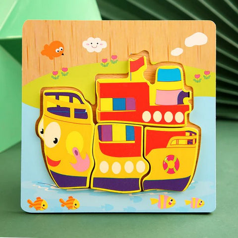 Wooden 6x6 puzzle board printed Ship Children Educational Montessori Toys - EKT2855