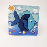 Wooden 6x6 puzzle board printed Fish Children Educational Montessori Toys - EKT2859