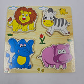 Wooden 4 In 1 Puzzle Wild Animals - EKT2968
