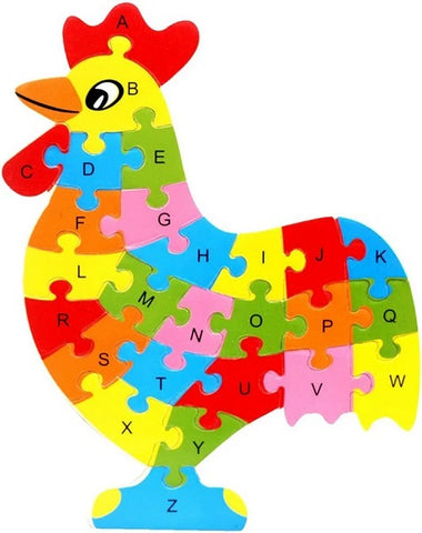 Wooden Alphabet And Number Chuncky Jigsaw Puzzle  Cock - EKT2980