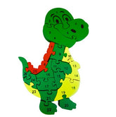 Wooden Alphabet And Number Chuncky Jigsaw Puzzle Green Dino - EKT2984