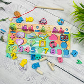 Wooden 5-in-1 Learning Activity Board | Explore Numbers, Professions, Vehicles & Magnetic Fishing