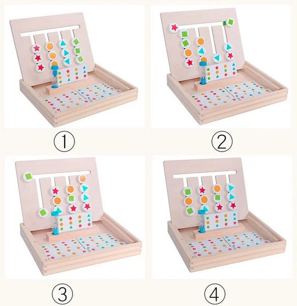 Wooden Four Color Logic Game Fruit and Shapes - EKT3075