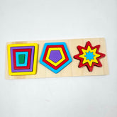 Extrokids Wooden 3 In 1 Geomentric Puzzle Design 4 - EKT3154