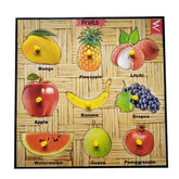Extrokids Wooden Fruit Learning Educational Knob Tray - 12*12 inch - EKW0044