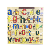 Extrokids Wooden Small Alphabet learning Educational Knob Tray-12*12inch - EKW0056