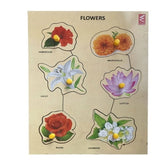 Extrokids Wooden Flower learning Educational Knob Tray - EKW0059