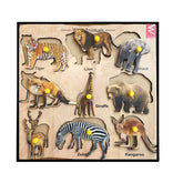 Wooden Wild Animals Educational learning Tray – 12*12 inch - EKW0115