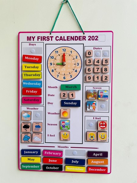 Wooden my first calendar with Velcro wall chart - EKW0254