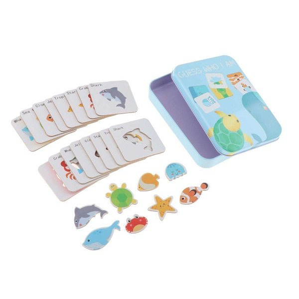 Extrokids Kids Learning Flash Cards Sea Animal Toy Puzzle Shape Maching Card - EKT1959