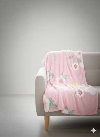 Glow in The Dark Radium Blanket for Kids Super Soft & Warm Glowing Blanket for Toddler All Seasons Baby Pink With a Floral Pattern Theme (50 L x 37 H inch)