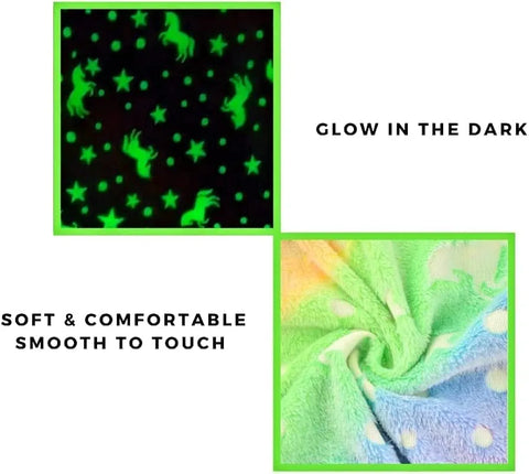 Glow in The Dark Radium Blanket for Kids Super Soft & Warm Glowing Blanket for Toddler All Seasons Baby Blanket Neon Unicorn Theme (50 L x 37 H inch)