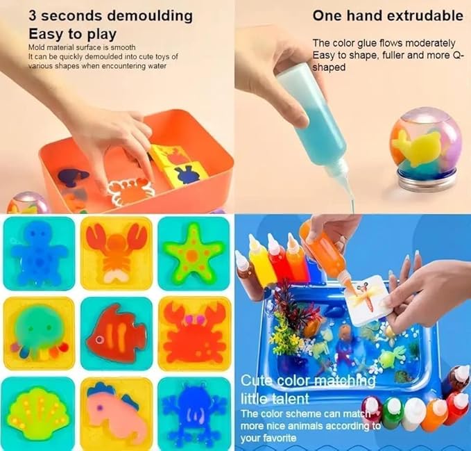 Magic Water Jelly Clay (6 Pieces) with Moulds 3D Art Experience