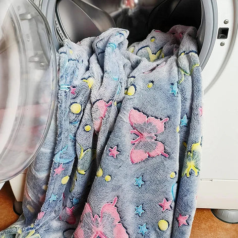 Glow in The Dark Radium Blanket for Kids Super Soft & Warm Glowing Blanket for Toddler All Seasons Baby Blanket Butterfly Theme (50 L x 37 H inch)