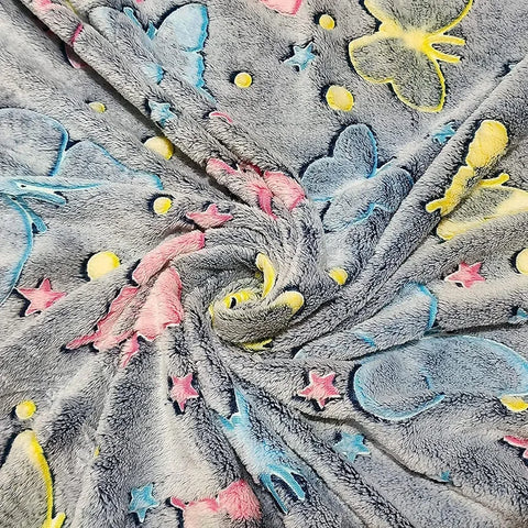 Glow in The Dark Radium Blanket for Kids Super Soft & Warm Glowing Blanket for Toddler All Seasons Baby Blanket Butterfly Theme (50 L x 37 H inch)