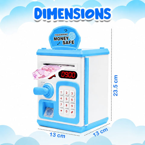 ATM Money Bank - Blue | Learn to Save with Finger-print Enabled Piggy Bank