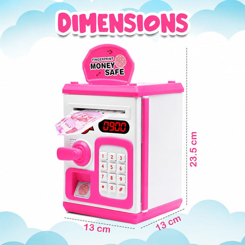 ATM Money Bank - Pink | Learn to Save with Finger-print Enabled Piggy Bank