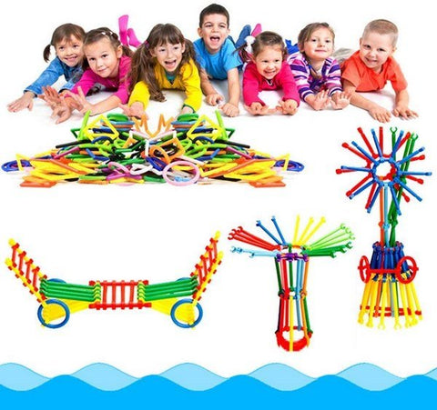 DIY Toys Assembly Colorful Straw Educational Building Smart City Blocks for Kids - EKR0182