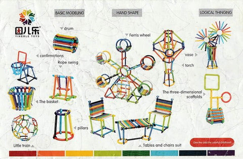 DIY Toys Assembly Colorful Straw Educational Building Smart City Blocks for Kids - EKR0182