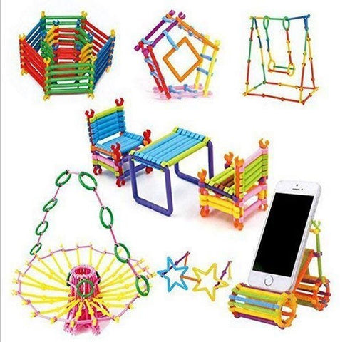 DIY Toys Assembly Colorful Straw Educational Building Smart City Blocks for Kids - EKR0182