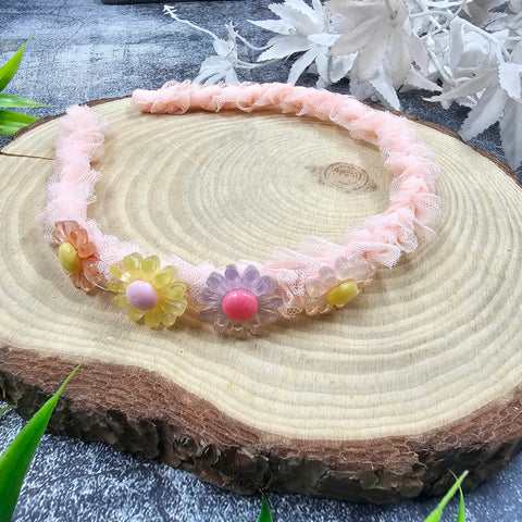 Hair Band With Unique Flower Design Peach  - EKAS0143 - 8